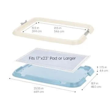 IRIS USA Pee Pad Holder, Medium Dog Pad Holder, Secured Latches, Non-Skid Rubber Feet, High Polish F...
