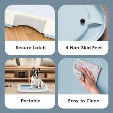 IRIS USA Pee Pad Holder, Medium Dog Pad Holder, Secured Latches, Non-Skid Rubber Feet, High Polish Finish for Easy Cleaning, Leak Protection Indoor Dog Potty Tray, Fits 17"x23" Pad or Larger, Blue