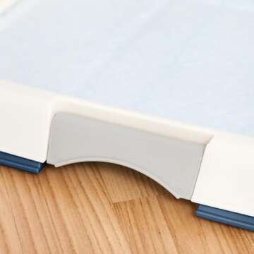 IRIS USA Pee Pad Holder, Medium Dog Pad Holder, Secured Latches, Non-Skid Rubber Feet, High Polish Finish for Easy Cleaning, Leak Protection Indoor Dog Potty Tray, Fits 17"x23" Pad or Larger, Blue