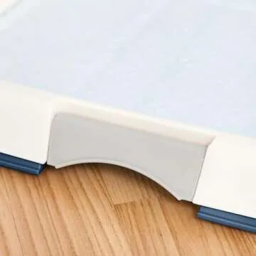 IRIS USA Pee Pad Holder, Medium Dog Pad Holder, Secured Latches, Non-Skid Rubber Feet, High Polish Finish for Easy Cleaning, Leak Protection Indoor Dog Potty Tray, Fits 17"x23" Pad or Larger, Blue