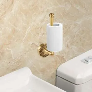 Lucyound Antique Brass Toilet Paper Holder, Bathroom Tissue Roll Holder Wall Mount, Vintage Gold Decorative Bathroom Accessories, Petal-Relief Series