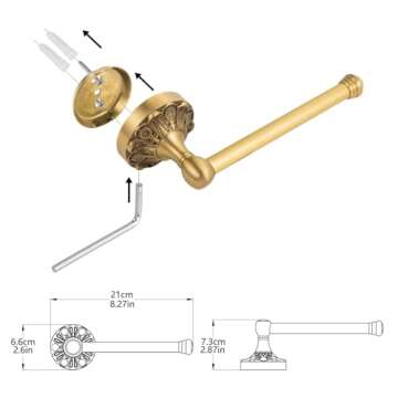 Lucyound Antique Brass Toilet Paper Holder, Bathroom Tissue Roll Holder Wall Mount, Vintage Gold Decorative Bathroom Accessories, Petal-Relief Series