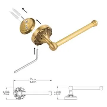 Lucyound Antique Brass Toilet Paper Holder, Bathroom Tissue Roll Holder Wall Mount, Vintage Gold Decorative Bathroom Accessories, Petal-Relief Series