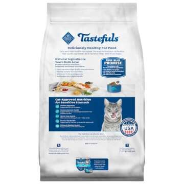 Blue Buffalo Tastefuls Adult Dry Cat Food Sensitive Stomach Formula, Made in the USA with Natural In...