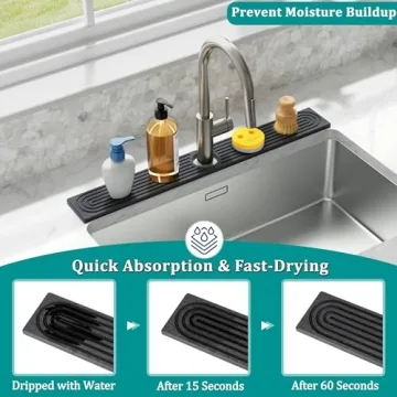 MAGKOTA Stone Faucet Mat - Quick Dry Diatomite Sink Mat