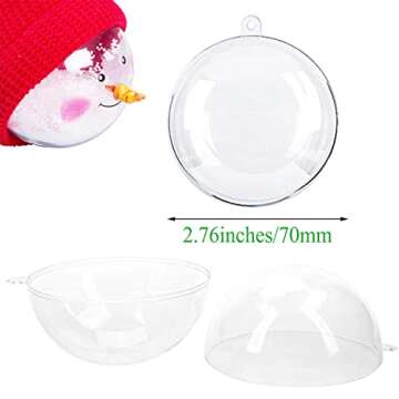 24 Pack Clear Christmas Ornaments Ball,70mm Clear Plastic Fillable Ornaments Balls,Craft Plastic Bal...