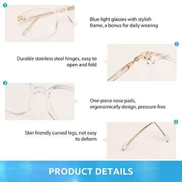 Firmoo Blue Light Blocking Glasses for Women/Men, Oversized Round Clear Computer Glasses Bluelight Blocker Glasses Anti Glare Reduce Eye Strain