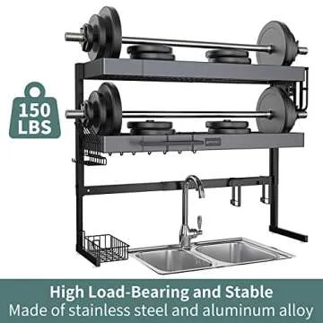 2023 Model，Over The Sink Dish Drying Rack 3-Tier Dish Drying Rack Over Sink Adjustable Length(26-37.5in), Stainless Steel Dish Drainer, Dishes Rack Kitchen Pots, pans, dishes and pots Organizer