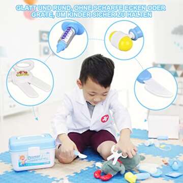 Medical Kit for Kids - 38 Pieces Doctor Pretend Play Equipment, Toy Doctor Kit for Kids, Doctor Play Set with Gift Case for Boys Girls 3 4 5 6 7 Years Old Christmas Birthday Gift(Blue)