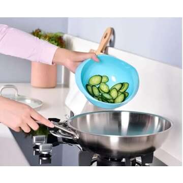 Kitchen Colander Bowl Combo Strainer for Rice, Pasta, Vegetables, Fruits (White)