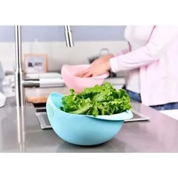 Kitchen Colander Bowl Combo Strainer for Rice, Pasta, Vegetables, Fruits (White)