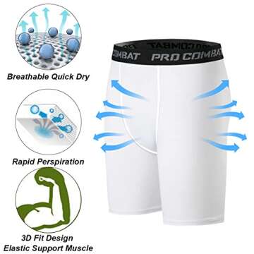 HYCOPROT Men’s Compression Shorts Spandex Sports Underwear Athletic Performance Baselayer Workout Running Active Tights