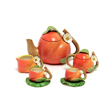 Unique Miniature Peach Fruit Tea Set for Home Decor
