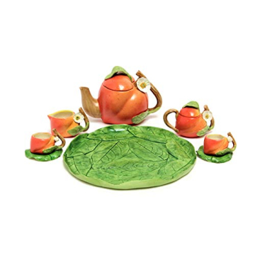 Unique Miniature Peach Fruit Tea Set for Home Decor