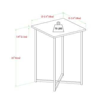 Walker Edison Modern Square Side End Accent Table Living Room Living Room Storage Small End Table, 16 Inch, Marble and Gold