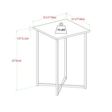 Walker Edison Modern Square Side End Accent Table Living Room Living Room Storage Small End Table, 16 Inch, Marble and Gold