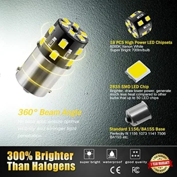 BRISHINE 2X 1141 1156 Super Bright LED Bulbs for RV