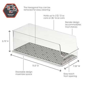 Spectrum Hexa in-Fridge Bin, Tall Holder Dispenser Rack for Storage and Organization, Holds Drink Ca...