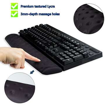 BRILA Keyboard Wrist Rest Support Cushion Pad - Non-Slip Ergonomic Memory Foam Gel for Comfortable T...