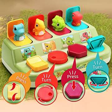 Aiqi Interactive Pop Animal Up Pals Baby Toy,Cause and Effect Toy,Early Learning Infant Toy for Sort...