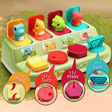 Aiqi Interactive Pop Animal Up Pals Baby Toy,Cause and Effect Toy,Early Learning Infant Toy for Sort...