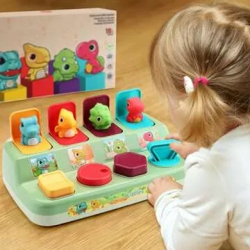 Aiqi Interactive Pop Animal Up Pals Baby Toy,Cause and Effect Toy,Early Learning Infant Toy for Sorting Colors,Montessori Developmental Activity Toy for Babies,Toddlers,Boys and Girls 9 12 18+ Months