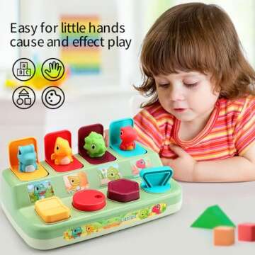 Aiqi Interactive Pop Animal Up Pals Baby Toy,Cause and Effect Toy,Early Learning Infant Toy for Sorting Colors,Montessori Developmental Activity Toy for Babies,Toddlers,Boys and Girls 9 12 18+ Months