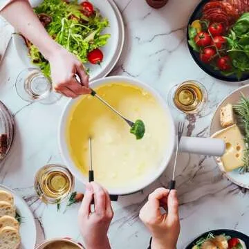 Artestia Electric Fondue Pot Set - 2-QT Ceramic Chocolate Melter