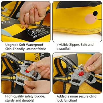 Mambobaby Float Add Tail Baby Swim Float with Canopy Solid Pool Infant Swim Trainer Swimming Training Lying Air Free Water Floats Non-Inflatable Waist Swim Ring for Toddlers (Bee)