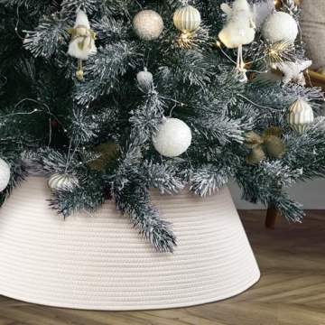 Beautiful Christmas Tree Collar - Modern 28" Cotton Rope Tree Ring - Easy to Set Up Christmas Tree S...