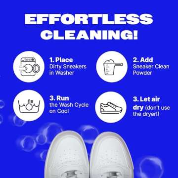 Sneaker Cleaner Kit, Shoe Cleaner for White & Colored Sneakers, Stain Remover, Deodorizer Powder, Washing Machine Safe, Shoe Cleaning Kit for Sneakers (1 Lbs)