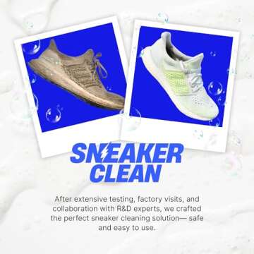 Sneaker Cleaner Kit, Shoe Cleaner for White & Colored Sneakers, Stain Remover, Deodorizer Powder, Washing Machine Safe, Shoe Cleaning Kit for Sneakers (1 Lbs)