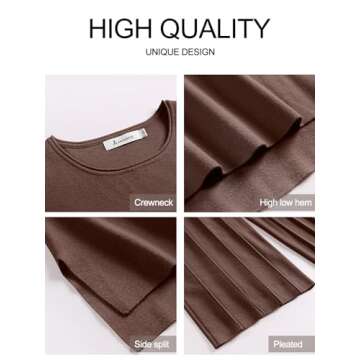 ANRABESS Women 2 Piece Outfits Casual Summer Sleeveless Tops Knit Pants Sweater Lounge Matching Sets 2025 Trendy Clothes Coffee Medium