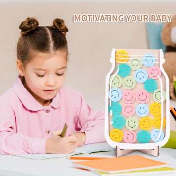 Smiley Face Magnetic Reward Behavior Jar for Kids, Classroom Reward System, Family Magnetic Reward C...