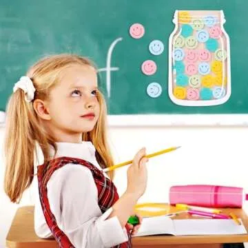 Smiley Face Magnetic Reward Behavior Jar for Kids, Classroom Reward System, Family Magnetic Reward Chore Jar for Children,Decor Reward Stars for Boys Girls Gifts (smiley)