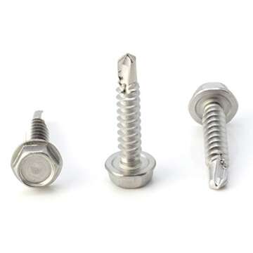 THE CIMPLE CO #10 Size, 1" Length (25mm) - Self Tapping/Drilling Screw - 410 Stainless Steel (Exceptional Wear and Very Corrosion Resistant) - Hex Washer Head - 100pcs