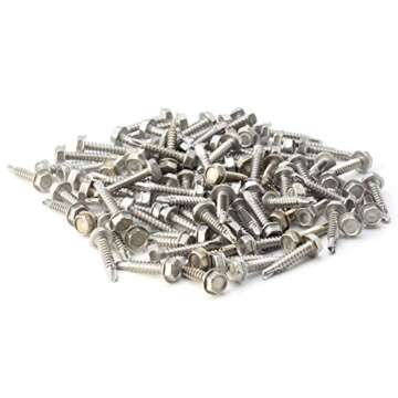 THE CIMPLE CO #10 Size, 1" Length (25mm) - Self Tapping/Drilling Screw - 410 Stainless Steel (Exceptional Wear and Very Corrosion Resistant) - Hex Washer Head - 100pcs