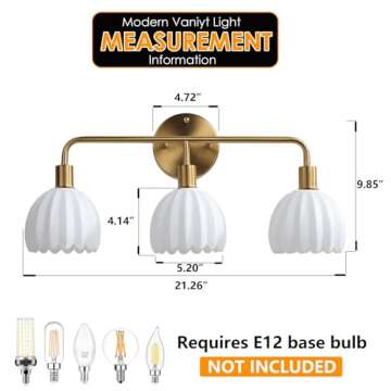 vivihobb Gold 3-Light Bathroom Vanity Light Fixture