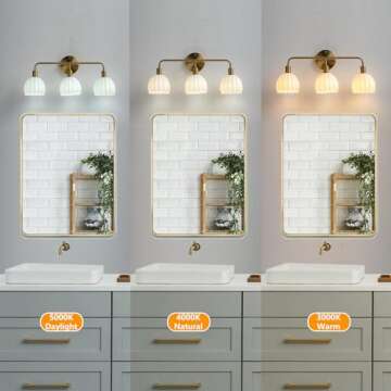 vivihobb Gold 3-Light Bathroom Vanity Light Fixture