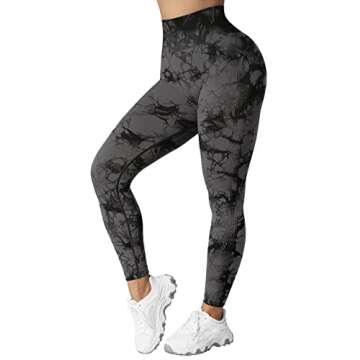 RXRXCOCO Women Scrunch Butt Lifting Leggings Seamless High Waisted Leggings Tummy Control Yoga Pants Compression Workout Tights Small Tie Dye Grey
