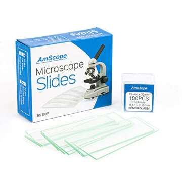 AmScope Premium Pre-Cleaned Microscope Slides and Cover Slips