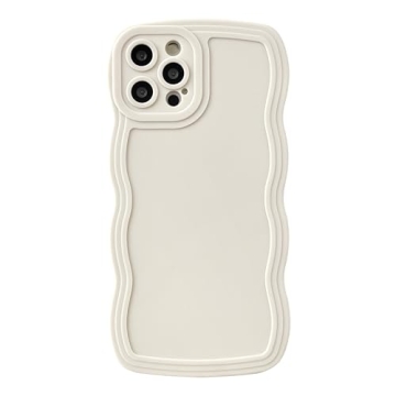 Stylish White Caseative iPhone 12 Pro Case with Wave Frame & Screen Protection