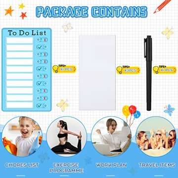 Dry Erase Checklist Board to Do List Memo Boards Slider Schedule Chore Chart DIY Plastic RV Checklist Detachable Daily Checklist with Markers and 3 Erasable Paper for Planning (to Do List, Blue)