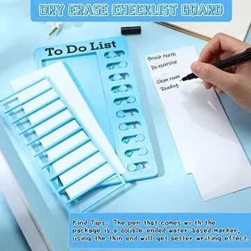 Dry Erase Checklist Board to Do List Memo Boards Slider Schedule Chore Chart DIY Plastic RV Checklist Detachable Daily Checklist with Markers and 3 Erasable Paper for Planning (to Do List, Blue)