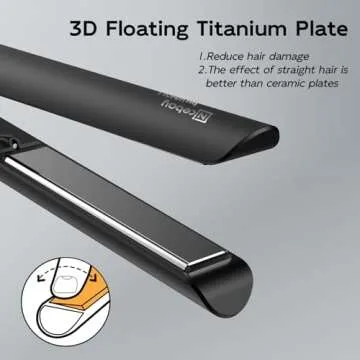 Nicebay Hair Straightener Flat Iron,Hair Straightener and Curler,Hair Straightener Iron with 5 Temp,Titanium Flat Iron for Fast Heating, Negative Ion Hair Care, Wide Voltage for Travel