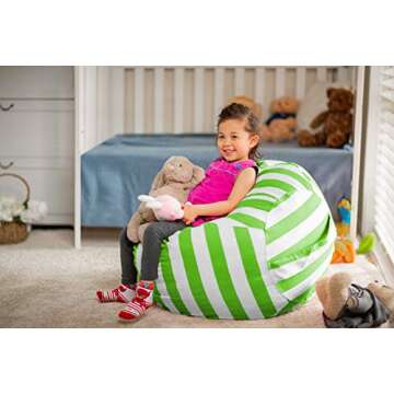 Wekapo Stuffed Animal Storage Bean Bag Chair Cover for Kids | Stuffable Zipper Beanbag for Organizin...