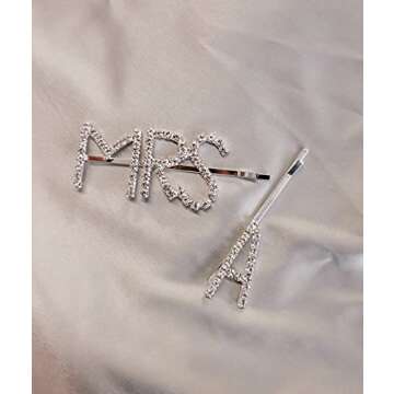Six Stories Bride To Be Hair Clip, Bachelorette Party Word Hair Accessories, Mrs Rhinestone Bobby Pin, Bridal Shower Hair Piece, Letter Rhinestone Clips (MRS T)