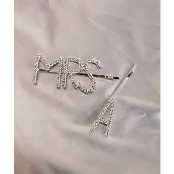 Six Stories Bride To Be Hair Clip, Bachelorette Party Word Hair Accessories, Mrs Rhinestone Bobby Pin, Bridal Shower Hair Piece, Letter Rhinestone Clips (MRS T)