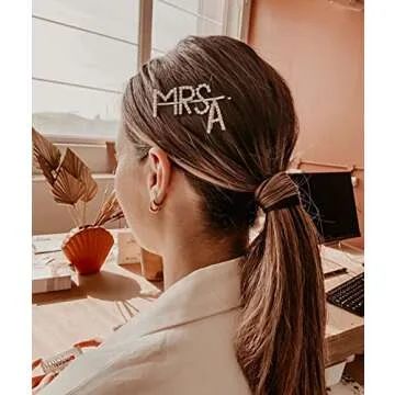 Six Stories Bride To Be Hair Clip, Bachelorette Party Word Hair Accessories, Mrs Rhinestone Bobby Pin, Bridal Shower Hair Piece, Letter Rhinestone Clips (MRS T)