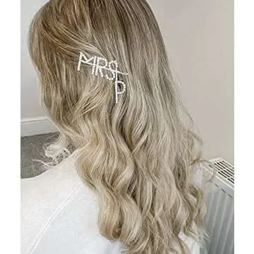 Six Stories Bride To Be Hair Clip, Bachelorette Party Word Hair Accessories, Mrs Rhinestone Bobby Pin, Bridal Shower Hair Piece, Letter Rhinestone Clips (MRS T)